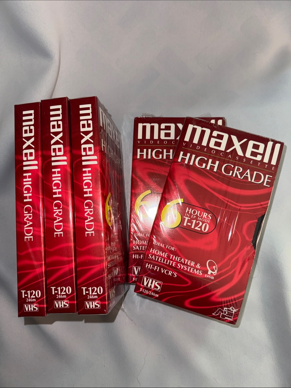 Maxell High Grade T-120 VHS Tape - 5 Sealed Tapes